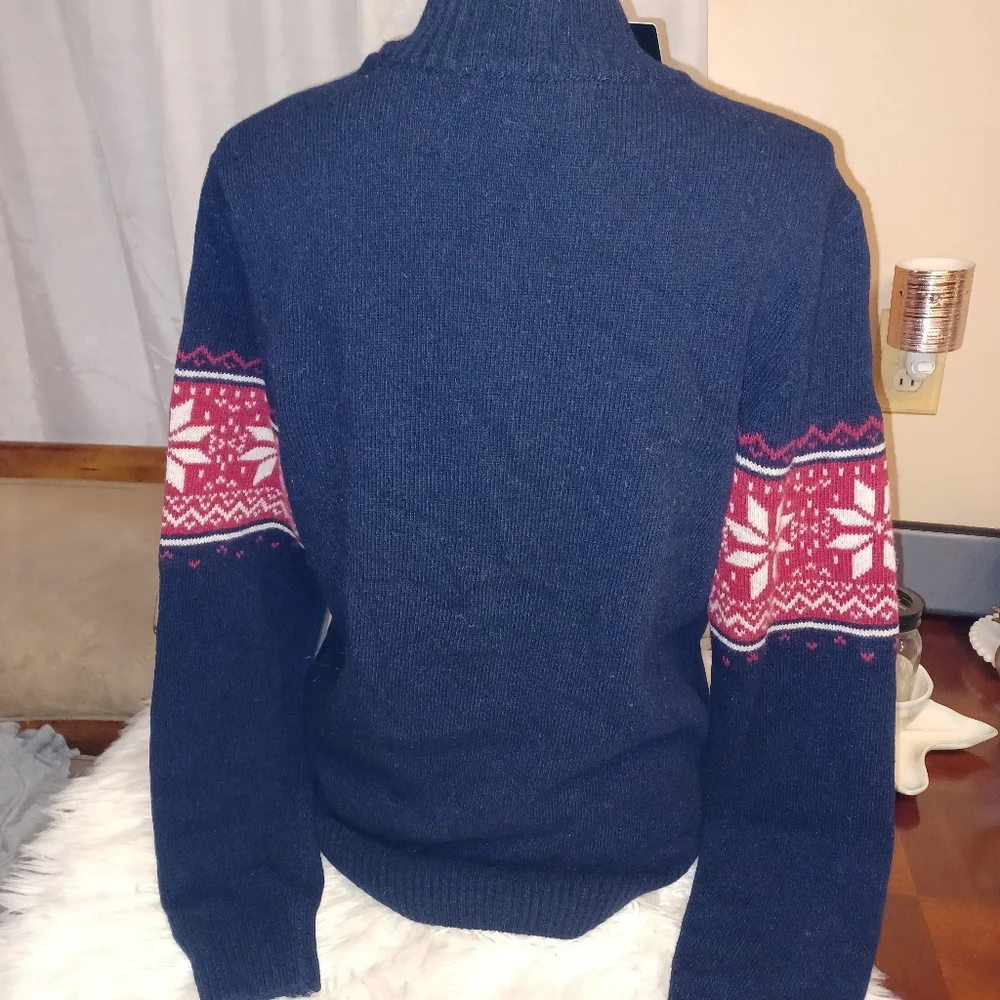 New Daniele Blasi Men's Medi Wool Blend 1/4 Zipper Men's Snowflake Sweater Italy